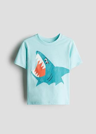 6-8 років 122-128 см h&m нова фірмова натуральна футболка з тигром для хлопчика акула