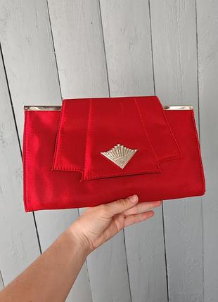 Ghd dark red satin fabric clutch evening bag bnwot