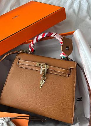 Женская сумка hermes kelly sellier epsom camel with gold hardware