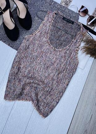Твідова майка zara m майка з бахромою