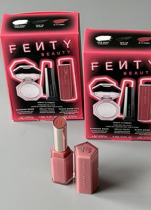 Fenty beauty хайлайтер туш спаркл помада бальзам блиск diamond bomb fussy fu$$y hella thicc volumizing mascara mini мініатюра тревел
