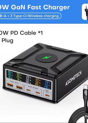 Зарядное устройство asometech 260w gan 868d кабель eu black