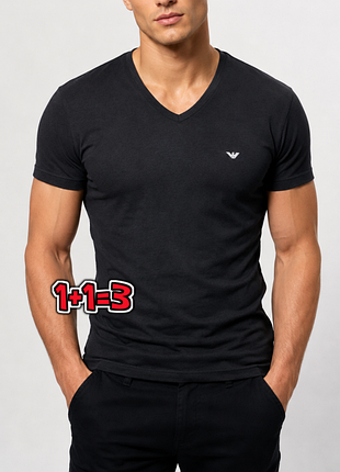 🎁1+1=3 графитовая мужская футболка в утяжеление emporio armani, размер 46 - 48