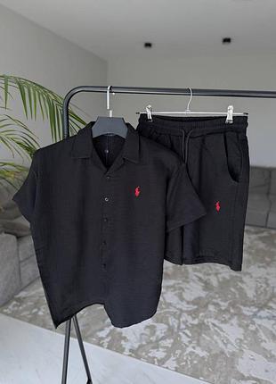 Чоловічий літній комплект костюм polo ralph lauren, мусліновий