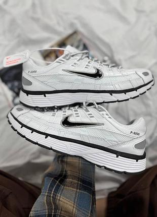 Білі кросівки унісекс nike p-6000 white black х найк 43