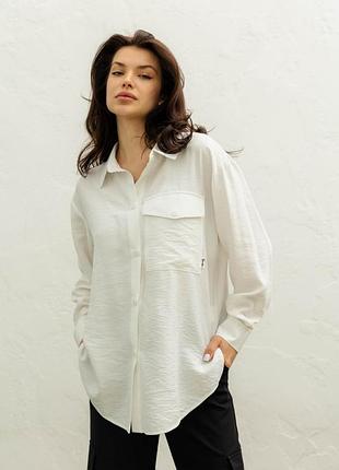 Сорочка з льон жатки xxl-3xl. білий
