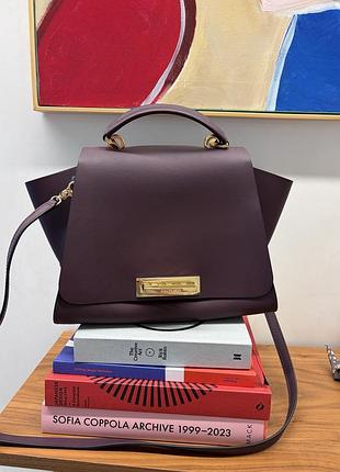 Zac zac posen eartha top handle оригінал нова шкіряна сумка burgundy