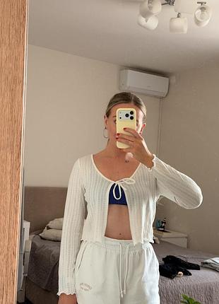 В’язаний кардиган-болеро на зав’язці / tie-front cardigan