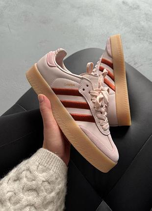 😍 жіночі кросівки adidas samba platform pink/bordo