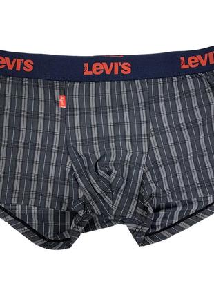 Чоловічі труси levis преміум якості, колір темно-сірий у клітинку, різні розміри