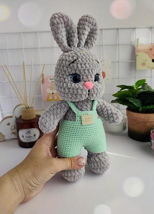 Игрушка зайчик, вязаный зачик, плюшевый зайка, подарок для ребенка, вязаная игрушка