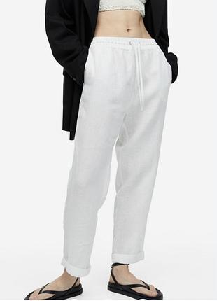 Льняные брюки джогеры, h&m,! 💯 лен!очень большой размер!