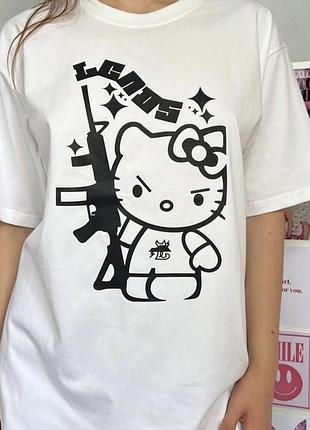 Жіноча футболка з принтом hello kitty ( футболка жіноча хеллоу кітті )