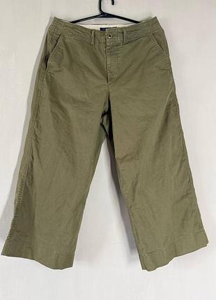 Женские широкие брюки кюлоты polo ralph lauren / укороченные брюки хаки (размер 12 / l)