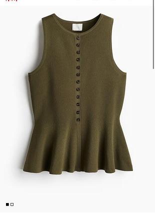 H&m в’язаний у рубчик жилет із баскою