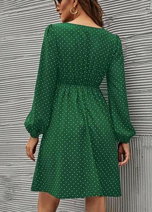 Зеленое платье в горошек s/m 2
