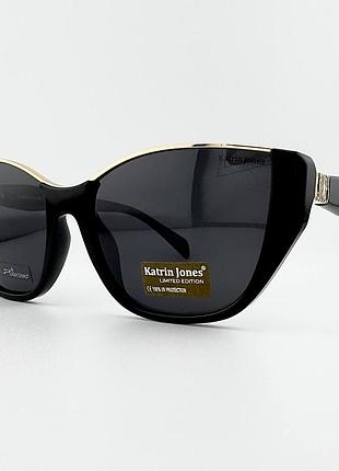 Жіночі сонцезахисні окуляри katrin jones kj0954 col.001-p1 polarized, чорні котяче око з поляризацієюю