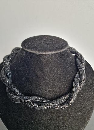 Сверкающее колье-чокер в стиле swarovski stardust twist / черное