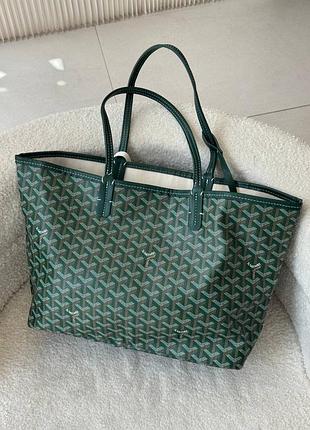Зеленая сумка шоппер goyard кожа