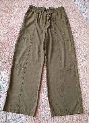 Вискозные широкие брюки хаки primark