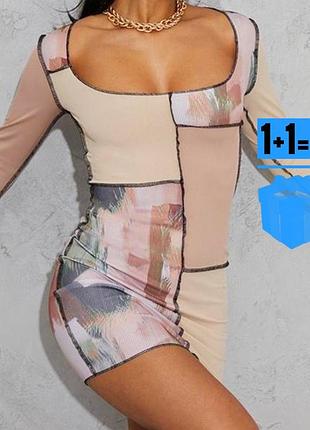 Міні сукня в стиле петчворк prettylittlething