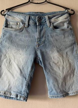 Жіночі джинсові шорти pepe jeans london poppy / блакитні шорти стрейч (розмір 25 / xs-s)