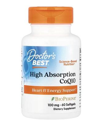 Doctor´s best, коензим q10,з високим ступенем всмоктування та bioperine,100 мг , 60 капсул