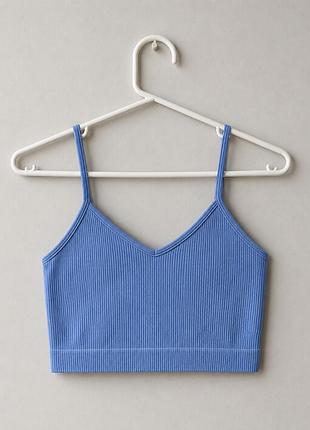Блакитний топ в рубчик primark xs-s