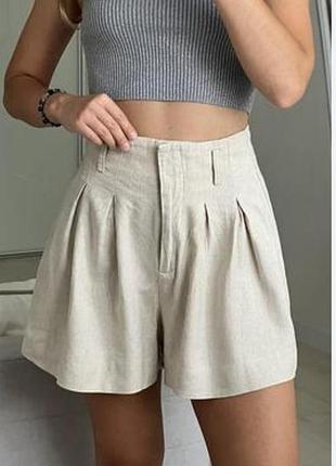 Лляні вільні жіночі шорти zara