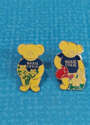 Пін значок ведмедика вінтаж marie curie teddy bear pin лот