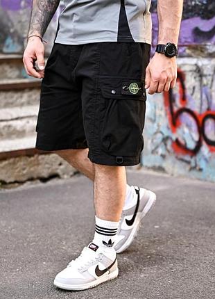 Мужские шорты карго stone island palum черные тр6975 33