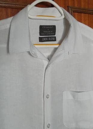 Primark linen blend белая летняя льняная рубашка