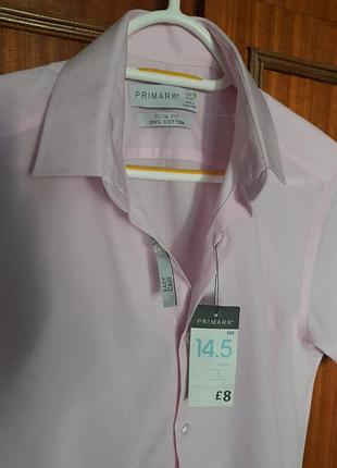 Primark slim fit новая с этикетками летняя хлопковая рубашка