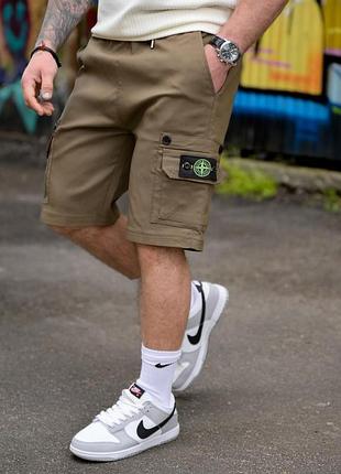 Карго шорты stone island palm коричневые xxl