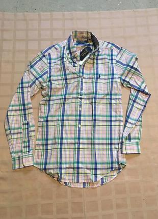 Мужская рубашка polo ralph lauren plaid poplin shirt (оригинал, xs)