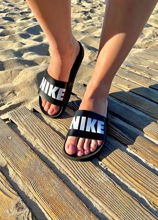 Шльопанці nike black logo full white