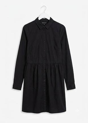 Чорна бавовняна сукня-сорочка asos з довгим рукавом