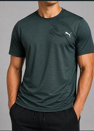 Футболка puma cold stretch bottle green. легка літня дихаюча футболка для спорту та щодня.