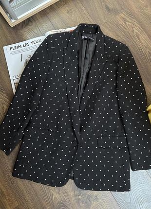 Піджак zara чорний в білий горох , розмір s