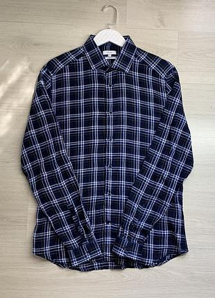 Чоловіча лляна сорочка reiss преміальна стильна літня базова linen shirt casual smart розмір l xl / ua 50–52 чудовий стан