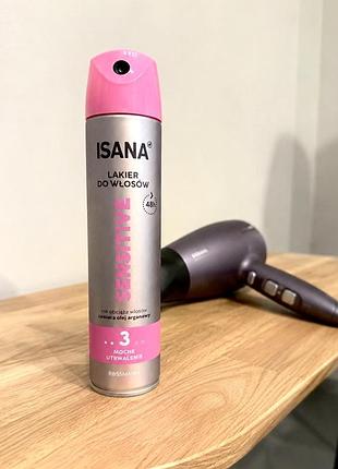 Лак для волосся 3 фіксація isana sensetive, 250 мл