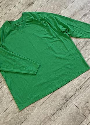 Tu oversized fit зелений котоновий лонгслів