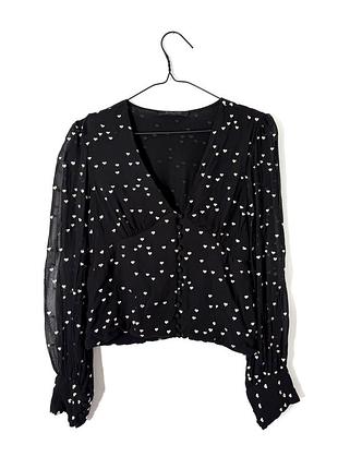 Черная блуза с вышивкой сердечка allsaints