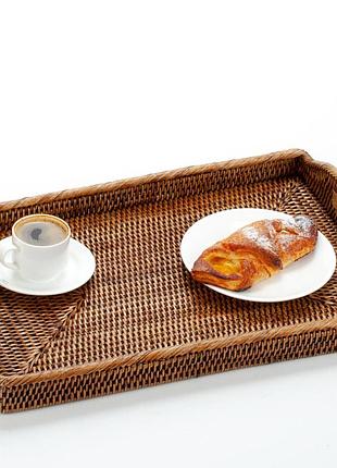 Поднос с ручками плетена из ротанга morning, 48*31*4 см, 71081-brown