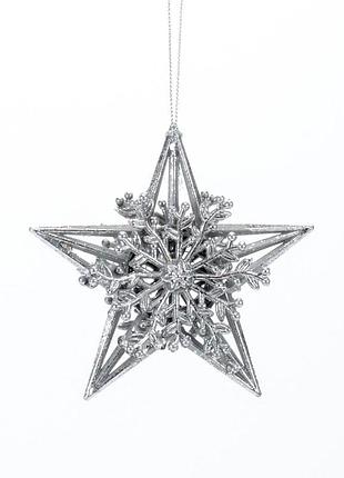 Новорічна прикраса зірка antique silver, 11*11*2 см, 146542* новорічна прикраса, 146542*