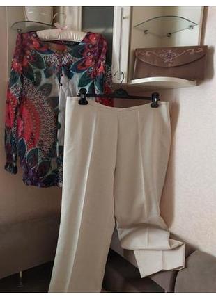 Летние бежевые брюки plus size