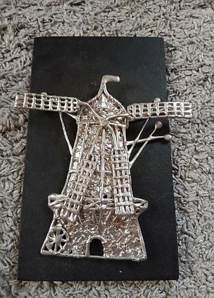 Картина мельница винтаж швеция 29×17см