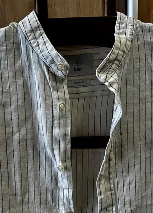 Лляна чоловіча сорочка bläck (tailored fit) в тонку смужку