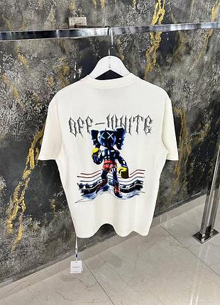 Off-white x kaws футболка мужская оверсайз белая