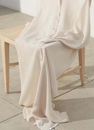 Платье легкое макси миди беж от h&amp;m оверсайз